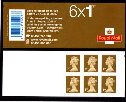 Booklet MB4b Machin Plain 1st Gold Walsall W3