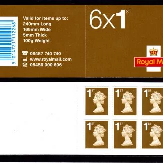 Booklet RC1 Machin Cylinder 1st Gold Walsall W1