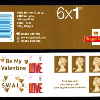 Booklet SA2 Machin Plain with 1st Gold and Love Stamps