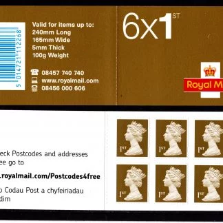 Booklet MB4f Machin Cyl W5 W2 1st Gold Welsh Text